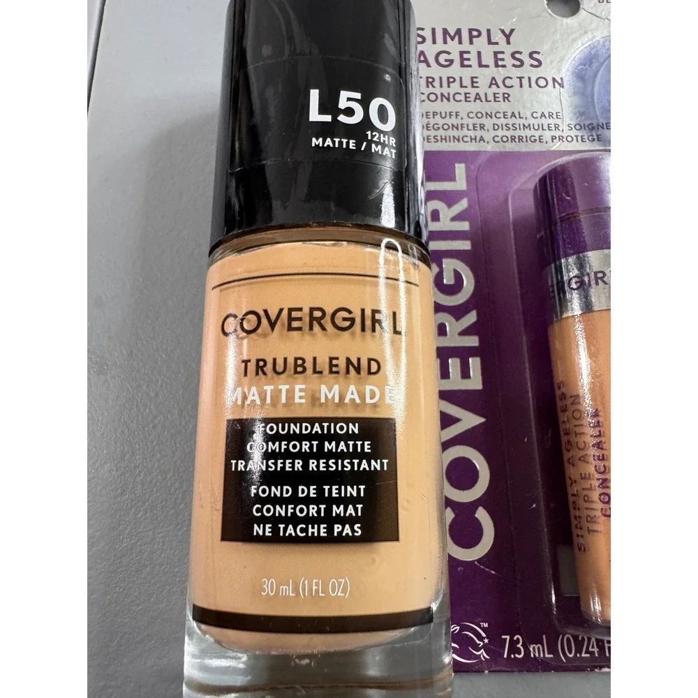 CoverGirl TruBlend Foundation & Simply Ageless Concealer Women L50/350 New Set